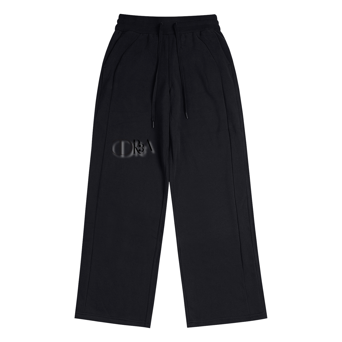 Black DR3A Sweatpants, urban streetwear design by Andrea Fields